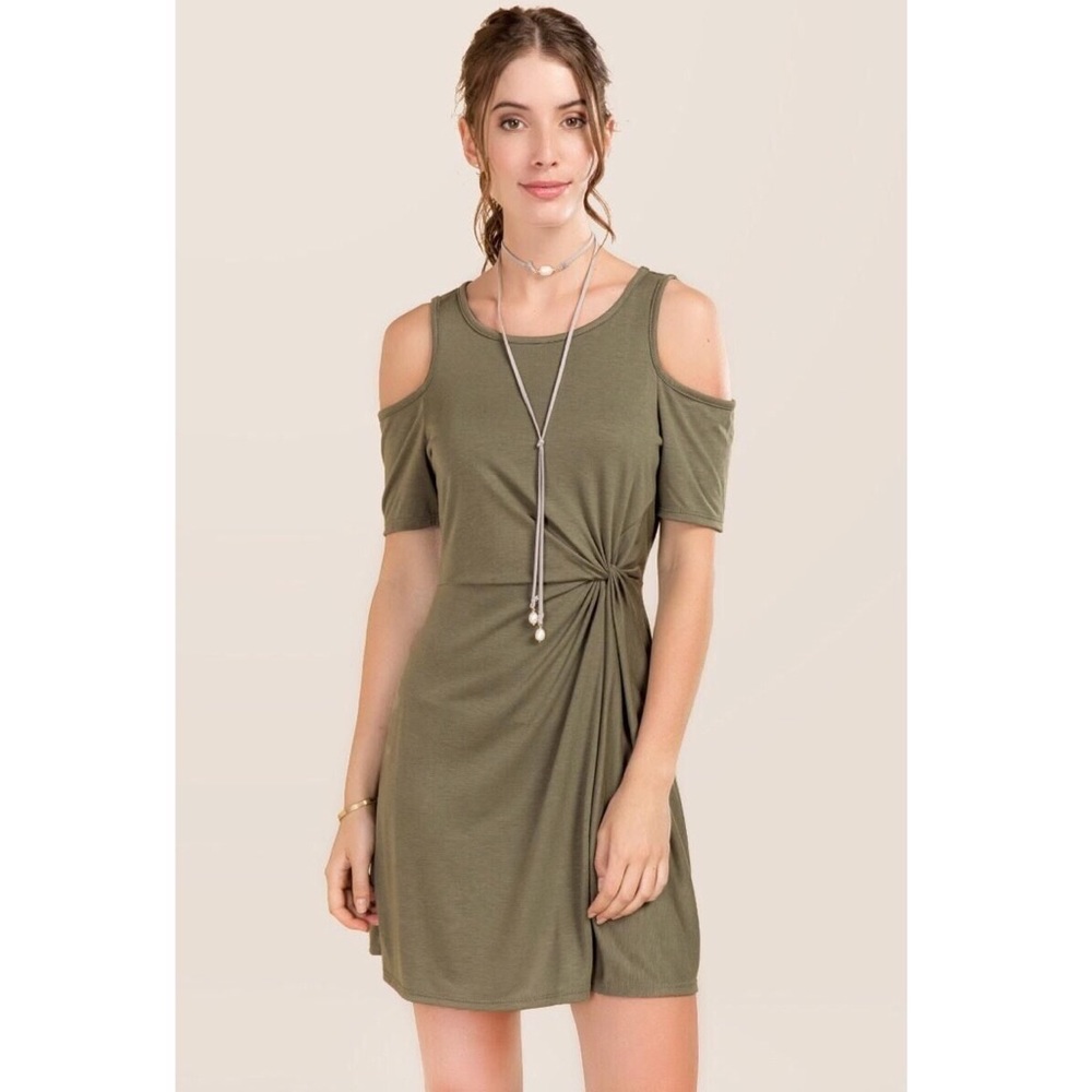 Francesca’s Pippa Wrap Knot Dress in Dark Olive